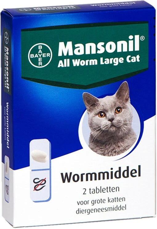 Mansonil All Worm Large Cat Ontworming - Grote Kat - 2 Tabletten -Huisdier Verkoop 827x1200 4