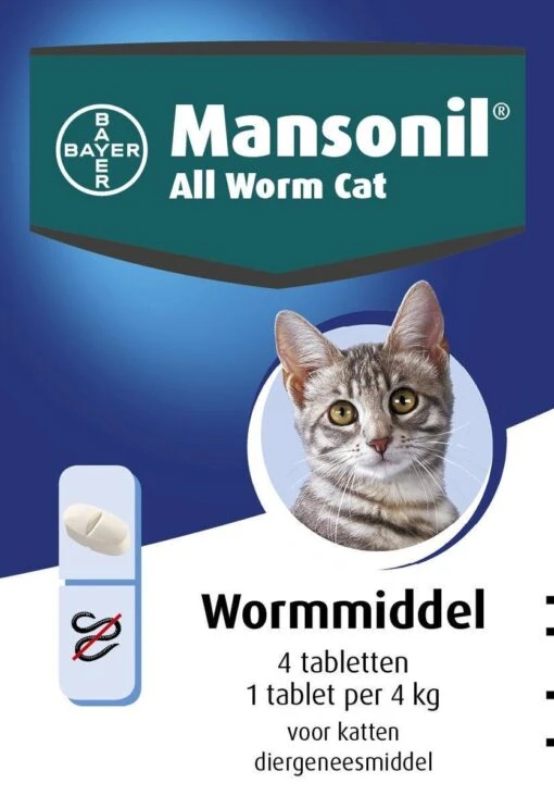 Mansonil All Worm Cat Ontworming - Kat - 4 Tabletten -Huisdier Verkoop 836x1200 8